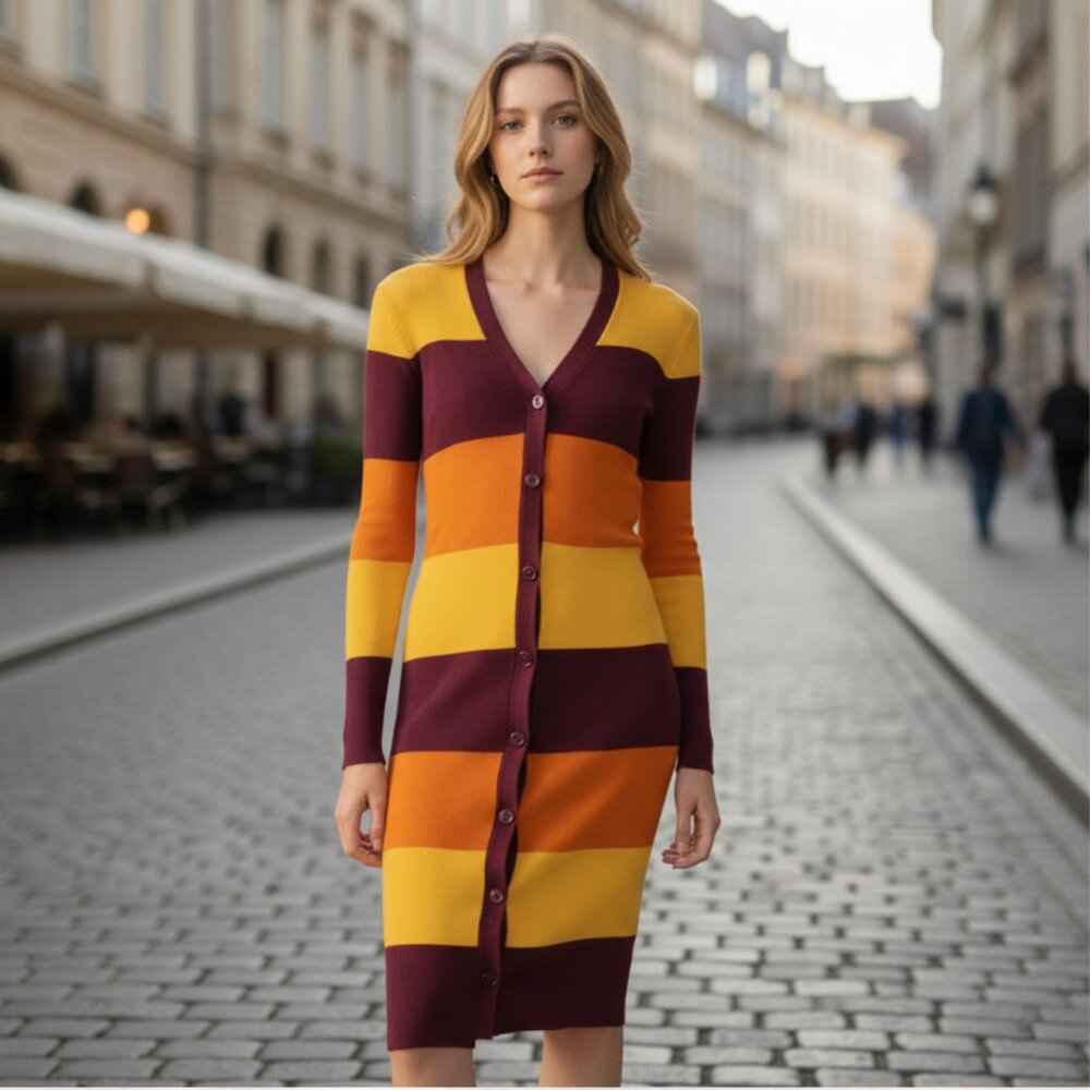NWT SANCTUARY  Striped Cardigan Midi Dress Button Detail Multicolor Medium